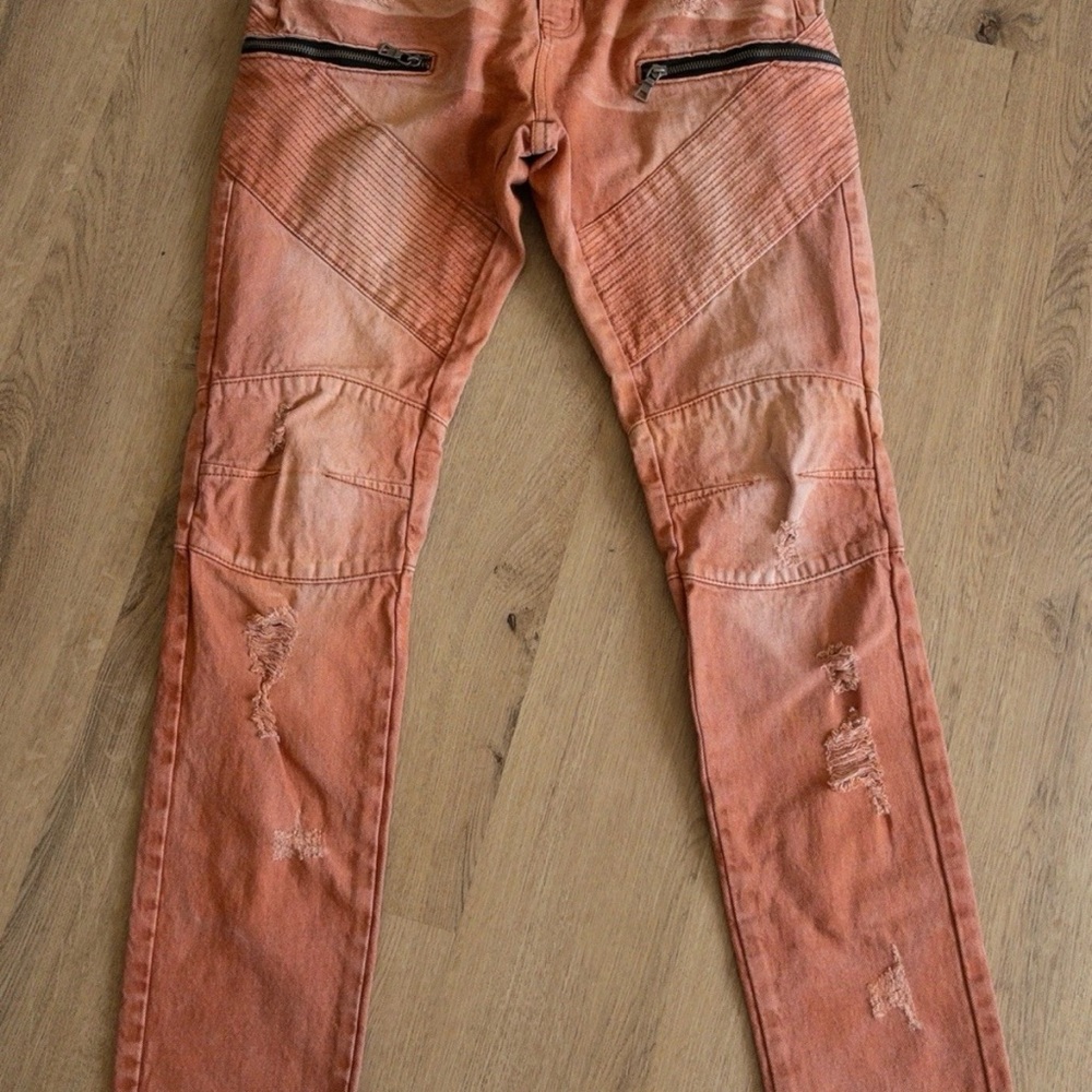 Square Zero Men's Slim Straight Jeans - Vintage Orange
